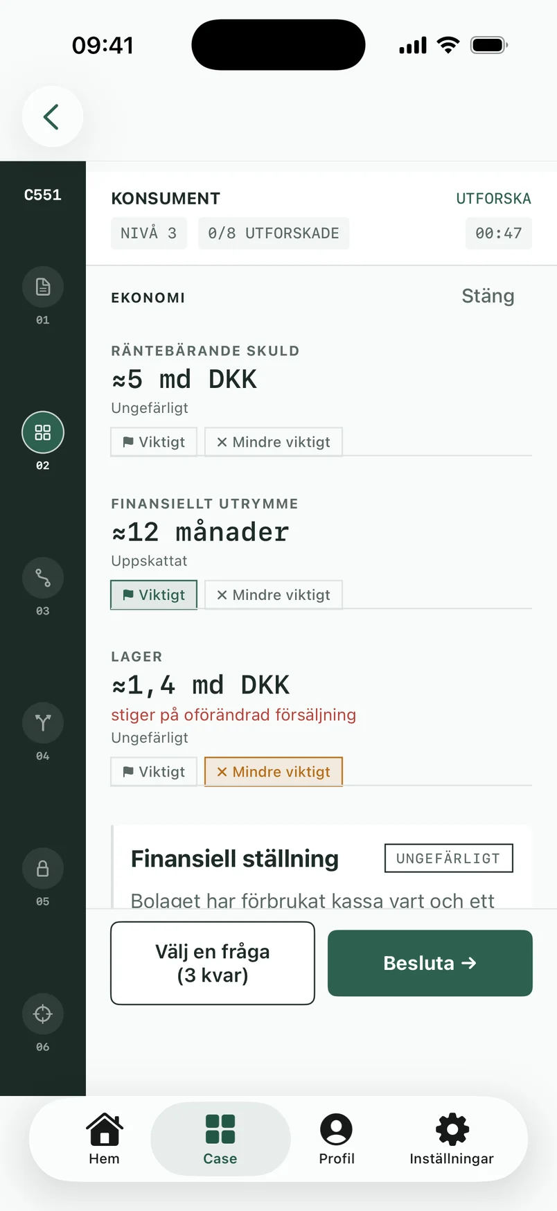 Skärmbild från appen: Granska underlaget