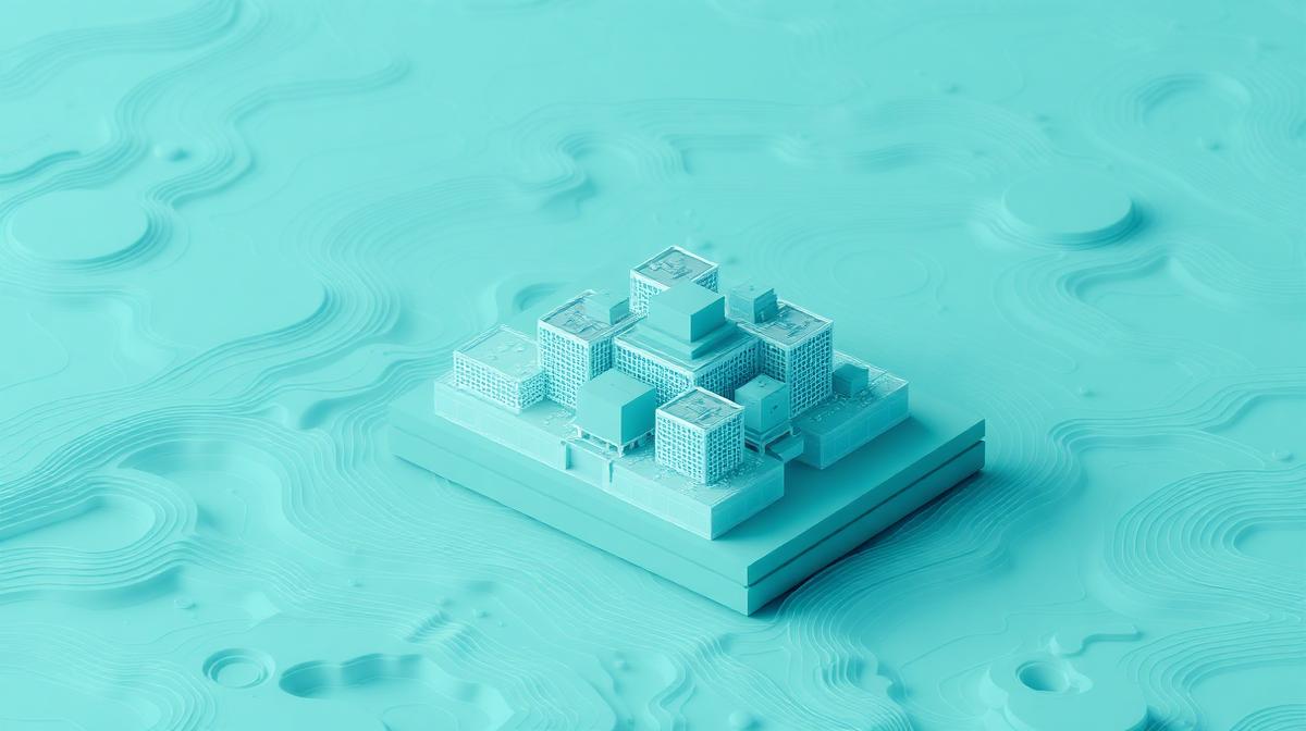 Topografisk yta med koordinatrutnät som illustrerar SWEREF 99 i BIM-projekt