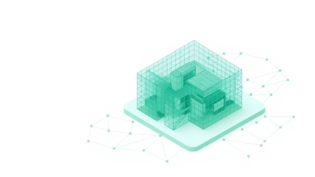 Abstrakt illustration av BIM-modell och dataflöden i ett infrastrukturprojekt