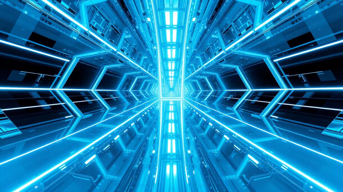 Speglad geometrisk visualisering som symboliserar digitala tvillingar