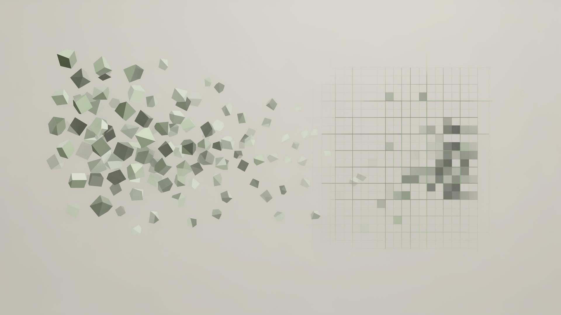 Abstrakt visualisering av transformation från ostrukturerad till organiserad information